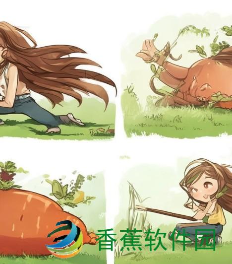 小孩拔萝卜简笔画图片、小孩快乐拔萝卜的趣味时光与自然亲密接触的简单乐趣